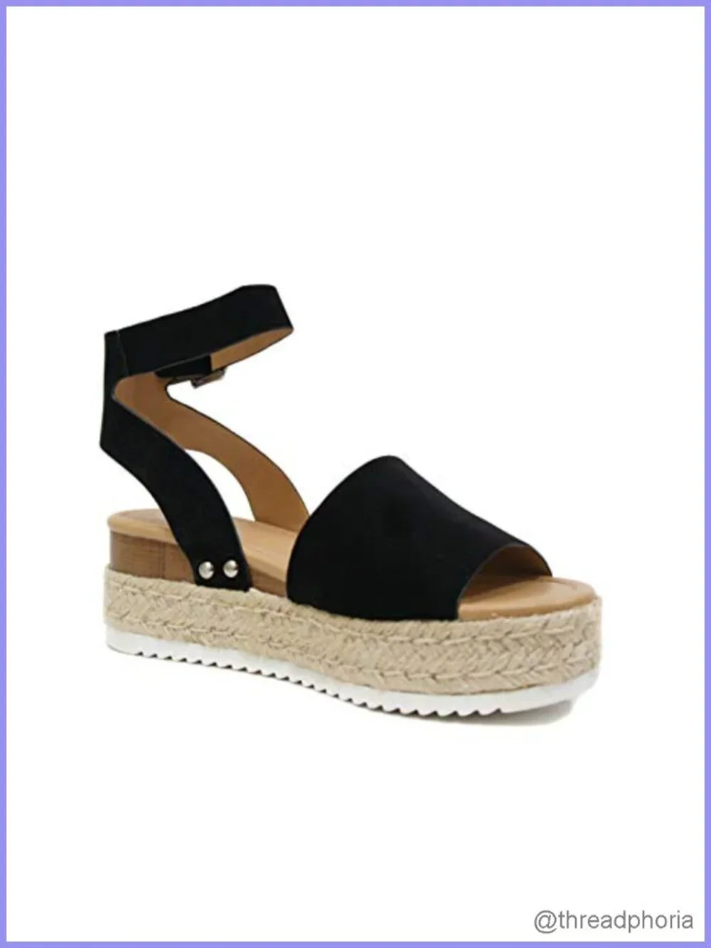 Open Toe Buckle Ankle Strap Espadrilles Flatform Wedge Casual Sandal